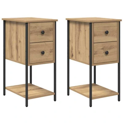 Image of Bedside Cabinet with Drawer 2 pcs Artisan oak Engineered wood Vidaxl