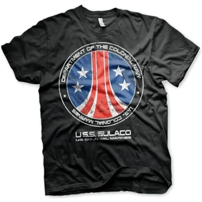 Image of Aliens USS Watch Colonial Marines Logo Alien Movie Men Mens T Shirt(Large)