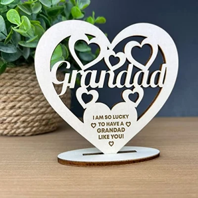 Image of Red Ocean Grandad Plaque Standing Sign Gift For Birthday Fathers Day From Grandchildren