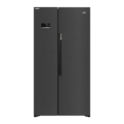 Image of Beko HarvestFresh™ ASL1442VPZ Frost Free American Fridge Freezer Black Steel E Rated