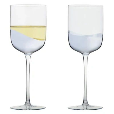 Image of Anton Studios Wave Set of 2 Wine Glasses Silver