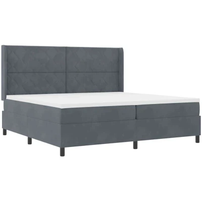 Image of vidaXL Box Spring Bed with Mattress &amp; LED Dark Grey 200x200 cm Velvet