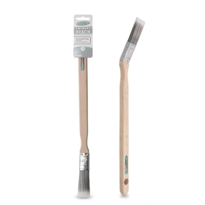 Image of Axus Decor Awkward Reach Paint Brush (Grey Color) 1&quot;/25mm For Behind Radiators, Pipes, and Other Hard to access Areas, Eco friendly Natural Bamboo Handles, Anti Rust Stainless Steel
