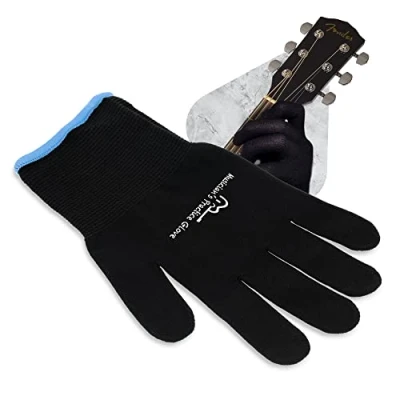 Image of Musician&#039;s Practice Glove 1 Pack Guitar Gloves for Women and Men, Fingertip Protectors Playing String Instruments, Hand Issues More, Nylon Thin Indoor/Outdoor Gigs, XXS, Black
