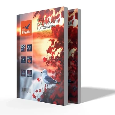 Image of Blue SWAN Photo Paper A4, 120 g/m², 200 Sheets, Glossy,Quick Drying and Scratch Resistant, high Resolution, Vivid Colour Printing for Photos, Flyers