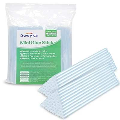 Image of Dweyka Glue Sticks 100 Pieces Diameter 7 mm x 200 mm, Hot for Small Guns Length Transparent Solvent Free Quick Drying