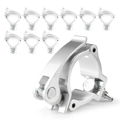 Image of 10x BeamZ BC50 50 Quick Release Half Coupler Lighting Clamps 100kg Load, Fits 48 51mm Tubes, Black Aluminum, Ideal for Stage and Theatrical Use, Clamps, Clamp
