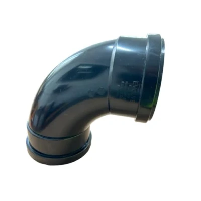 Image of 110MM Black Soil Pipe and Ring Seal Fittings Push Fit Double Socket 87.5 Bend Elbow