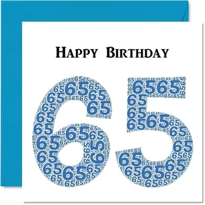 Image of Fun 65th Birthday Cards for Men Shapecloud Happy Card Dad Mum Grandad Nanny Grandma Gran Uncle Auntie Cousin, 145mm x Greeting Cards,