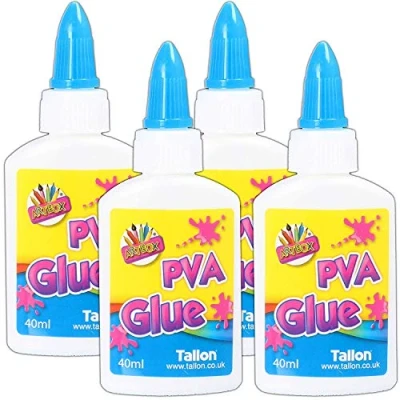 Image of 4X Squeezy Bottles of 40ml PVA Glue Art &amp; Craft Kids Washable Safe Non Toxic Adhesive No Mess Lid