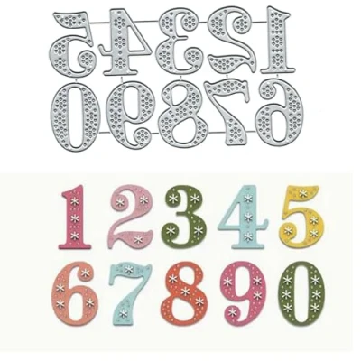 Image of Flower Striped Numbers Metal Die Cuts for Card Making,Dot 0 9 Number Cutting Dies Cut Stencils DIY Scrapbooking Album Decorative Embossing Paper Craft