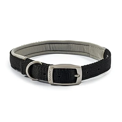 Image of Ancol Viva Padded Soft Touch Weather Proof buckle collar in black , Fits neck 34 43 cm, Size 4