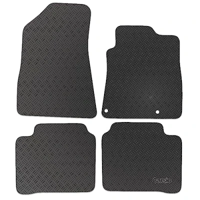 Image of Carsio Rubber Car Mats For Kia NIRO HEV HYBRID 2022+ Onwards Tailored Fit Floor Mat Set Complete Accessory Black Custom Fitted All Weather &amp; Heavy Duty, Anti Slip Backing with Clips