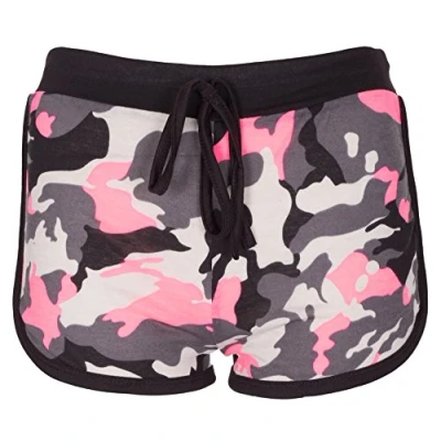 Image of NOROZE Girls Kids Camo Brklyn Rose Print Hot Pants Shorts (9 10 Years, Black)