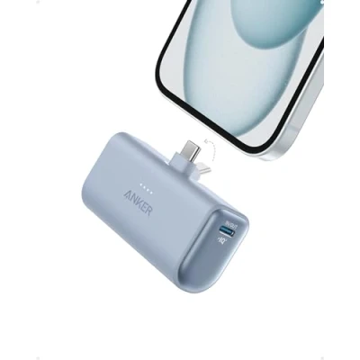Image of Anker Nano Power Bank, Mini Portable Charger with Built In Foldable USB C Connector, 5,000mAh Battery Pack 22.5W, For iPhone 16/15, Samsung S23 Series, Note20 Huawei, iPad, AirPods, and More