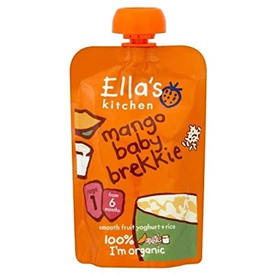 Image of Ella&#039;s Kitchen Organic Mango Baby Brekkie 6mth+ (100g) Pack of 2