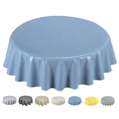 Image of Home Direct Round Oilcloth PVC Wipe Clean Tablecloth 140cm 55&quot; (Blue Grey)