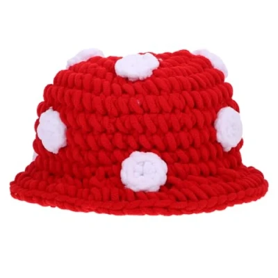 Image of Theaque Mushroom Hat Knitting Shaped Novelty Cosplay Cap Party Costume