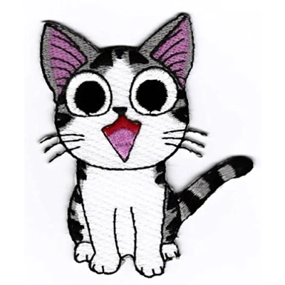 Image of Kitty Cat Iron on Sew Embroidered Badge Applique Motif Patch