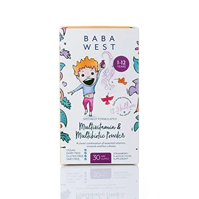 Image of Baba West Children&#039;s Multivitamin &amp; Multibiotic Powder with Live Cultures, Essential Vitamins Minerals Kids 1 to 12 Years
