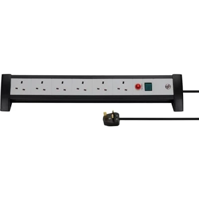 Image of Brennenstuhl Premium Office Line FB 5 Extension Lead with Safety Fuse Reset Button 6 way 3m H05VV F3G1.5 Black/Grey SASO *GB*