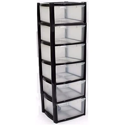 Image of 6 Drawer A4+ Tower Plastic Draw Storage Unit Office Home School Bedroom Strong
