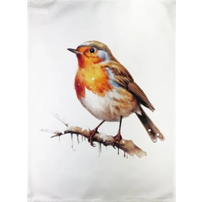 Image of Half a Donkey The Robin large cotton tea towel