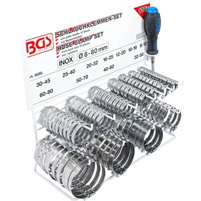 Image of BGS 8095 Hose Clamp Set Stainless on Display Board 111 pcs.