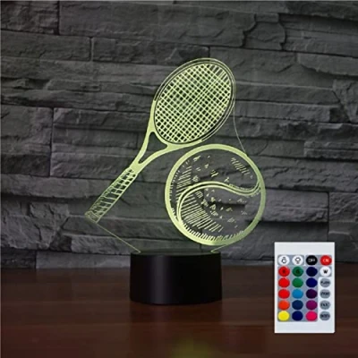 Image of SUPERHONGJIHAO Night Light for Kids 3D Tennis Led Lamp with Remote Control 16 Color Changing Xmas Birthday Gift Child