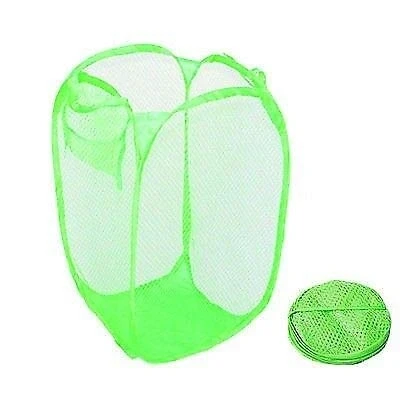 Image of Toysrex Foldable Pop Up Mesh Washing Laundry Basket Bag Bin Hamper Toy Tidy Storage Organiser Organizer (Green)