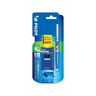 Image of Pilot V5 Cartridge System Liquid Ink Rollerball 0.5 mm tip Single Pen with 3 Free Refills Blue