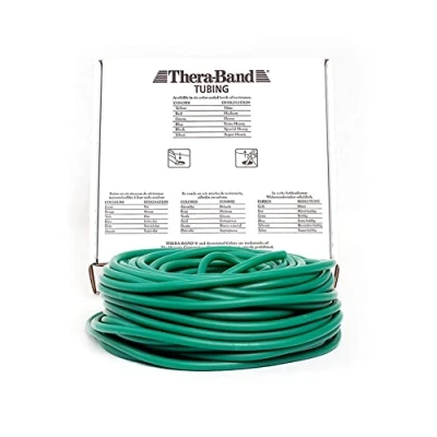 Image of THERABAND Latex Resistance Tube for Pilates, Home Gym, Rehab, Professional Physical Therapy, &amp; Fitness Equipment, Training, Elastic Band, 7.5 Metre, Green, Heavy