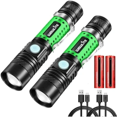 Image of wowlite LED Torch, Torches Super Bright Powerful USB Rechargeable Torch Flashlight, 4 Light Modes, Zoomable, Pocket for Camping Hiking Gift
