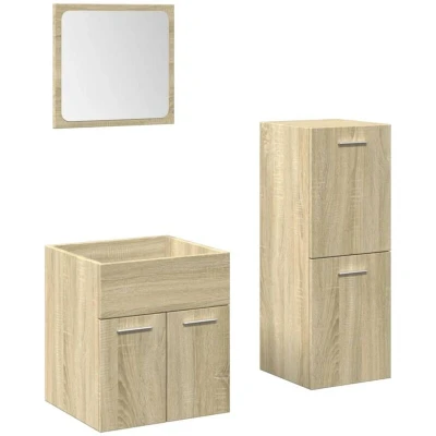 Image of vidaXL 3 Piece Bathroom Furniture Set Sonoma Oak Engineered Wood