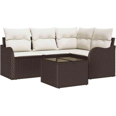Image of vidaXL 4 Piece Garden Sofa Set with Cushions Grey Poly Rattan