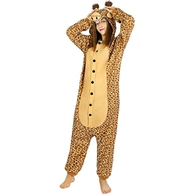 Image of Funidelia Onesie Giraffe Costume for men and women Animals, Desert Costumes adults, accessory fancy dress &amp; props Halloween, carnival parties Size L XL Brown