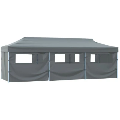 Image of vidaXL Folding Pop up Party Tent with 8 Sidewalls 3x9 m Anthracite