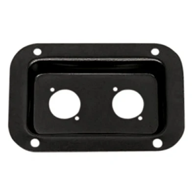 Image of Black connector dish for Neutrik &#039;D&#039; socket with fixing screws