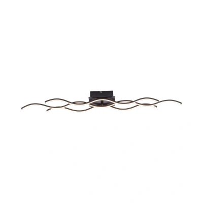 Image of Wave Integrated LED Semi Flush Ceiling Light Black 1x 28W 3000K