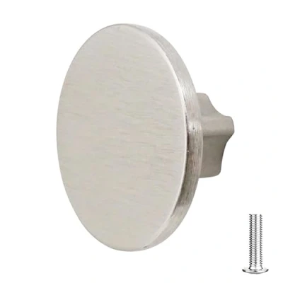 Image of Decoranddecor Vesta 40mm Round Kitchen Cabinet Furniture Knob Zinc Alloy (1 Pack, Brushed Chrome)