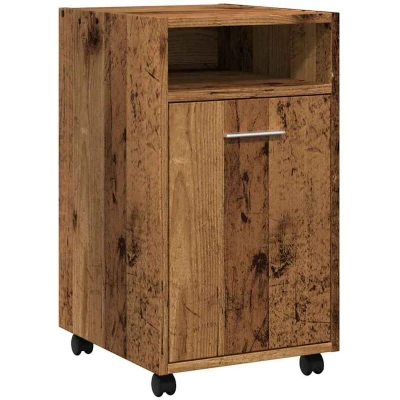 Image of vidaXL Engineered Wood Cabinet with Wheels for Living Room/Bedroom Sturdy 33x38x60 cm Sideboard Ample Storage