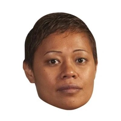 Image of FoxyPrinting Monica Galetti Celebrity Cardboard Party Face Mask Fancy Dress