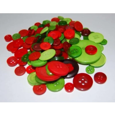 Image of celloexpress Pack of 25g Red &amp; Green Mixed Sizes Various Christmas and Buttons for Sewing Crafting