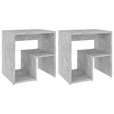 Image of vidaXL 2x Bed Cabinets Modern Home Bedroom Living Room Furniture Accessories Bedside Storage Cabinet Side Table Nightstand Chipboard Concrete Grey