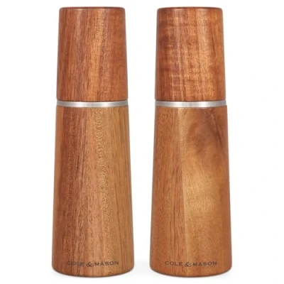 Image of Cole &amp; Mason H322225 Marlow Acacia Salt and Pepper Grinder Set, Precision+ Wooden, Wood, 185 mm, Gift Includes 2 x Mills