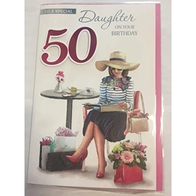 Image of To A Special Daughter On Your Birthday 50 Card Age 50th Fifty Lady Relaxing 3D/Foil Detail(PRELUDE45667)