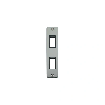 Image of Click Deco 2G MiniGrid Double Aperture Unfurnished Architrave Plate Polished Chrome Black Inserts