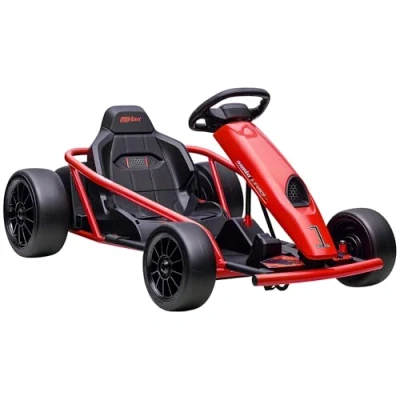 Image of HOMCOM 24V Electric Go Kart for Kids, Drifting Ride On Racing with Slow Start, Music, Horn Honking and Safety Belt, 8 12 Years Old, Red