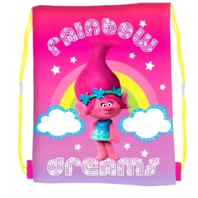 Image of Trolls Rainbow Dreams Large Drawstring Gym Bag 16&quot; x 13&quot; (40cm 33cm)