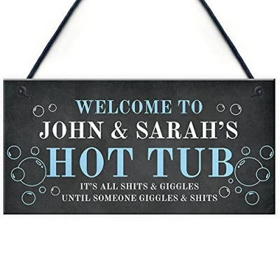 Image of RED OCEAN Personalised Funny Hot Tub Sign Rude Quote Accessories Garden Friendship Gift